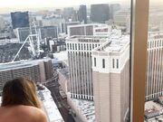 Fat spouse screwed by the window by black friend in Vegas while husband films